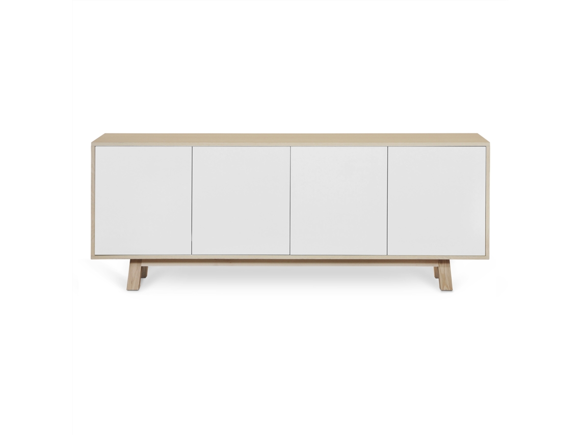 Aparador Bajo MON PETIT MEUBLE FRANÇAIS con 4 Puertas (Azul Sombre de Rance - Madera - 160 x 77 x 46 cm)