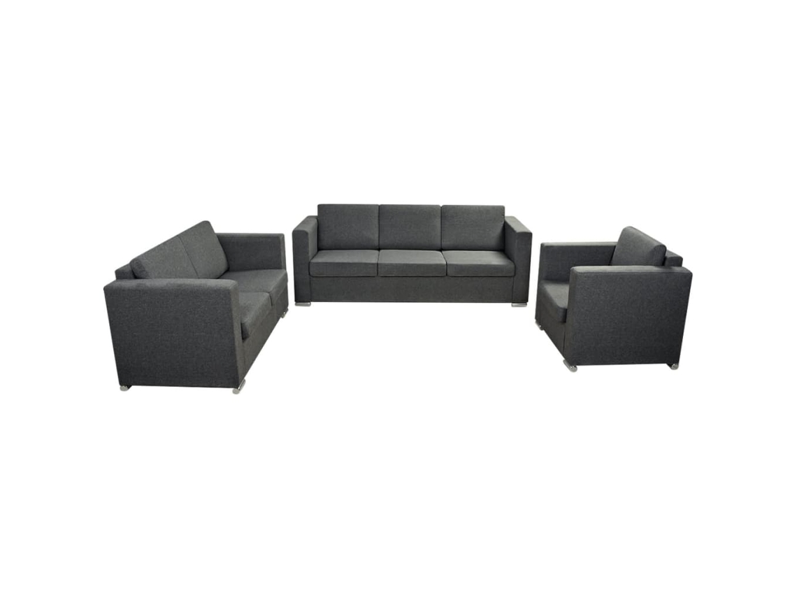 Conjunto de sofá, 3 piezas, tela gris oscuro MAISON EXCLUSIVE