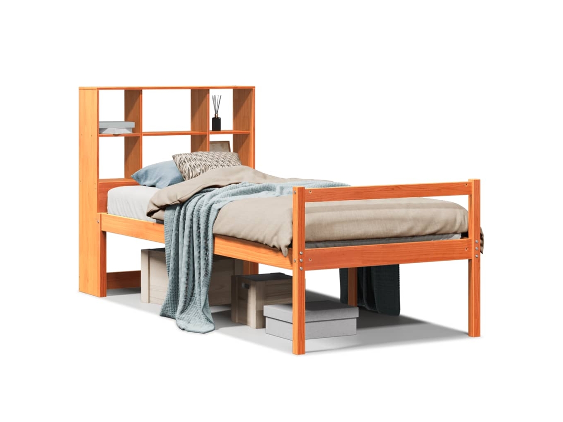 Maison Exclusive - Cama Con Estantería Sin Colchón Madera Maciza Marrón 75x190 Cm
