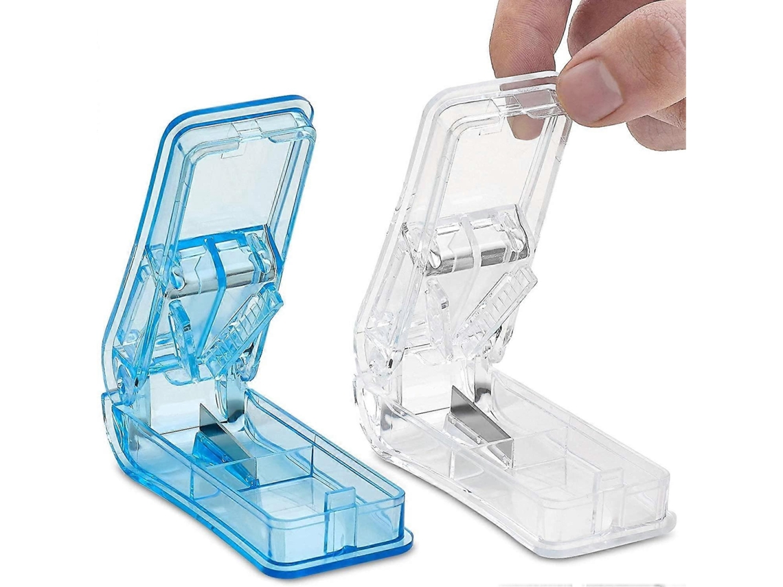 Rebe-cortador De Comprimidos (paquete De 2) - Cuchillo En V Para Cortar Y Triturar - Caja Transparente Con Compartimento Portátil