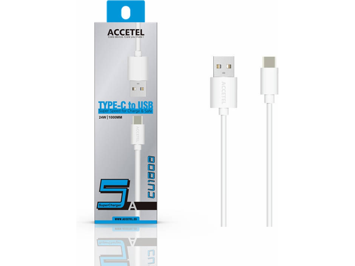 Cable para TCL 30 SE ACCETEL CU-1608 (Type-C - 1 m - Blanco)