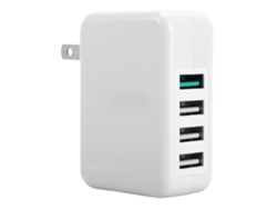 Cargador De Viaje De 4 Puertos Usb Carga Rápida Qc 3.0 Para Teléfonos Móviles (enchufe Ee.uu. 100-240v)