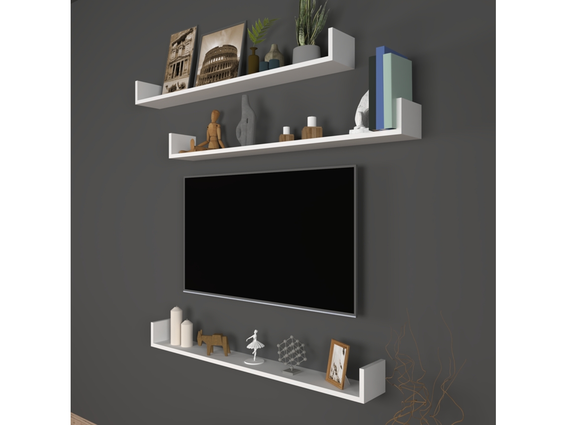 Estante de Pared [EN.CASA] (Blanco - Tablero Aglomerado - 12 x 90 x 15 cm)