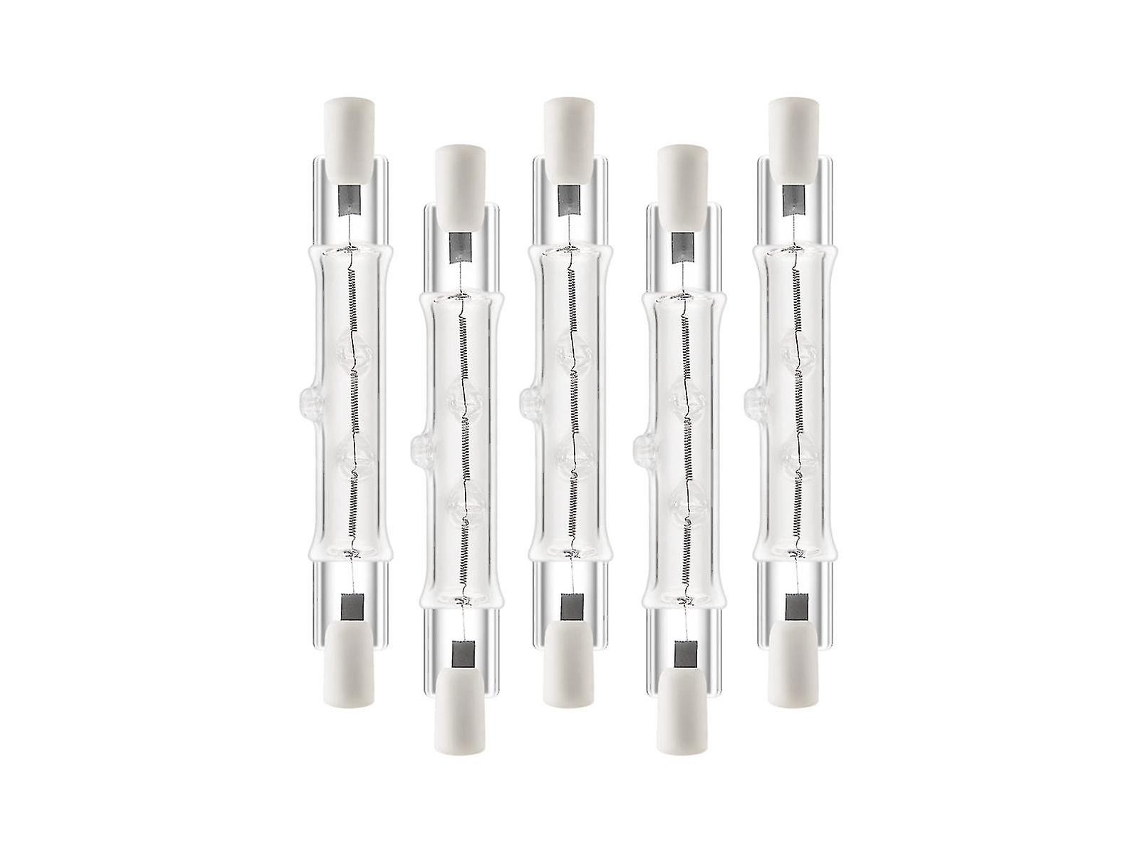 Rebe-5 Pack Bombillas Halógenas Lineales R7s 118mm 300w 230v Regulables Para Iluminación De Construcción Y Hogar