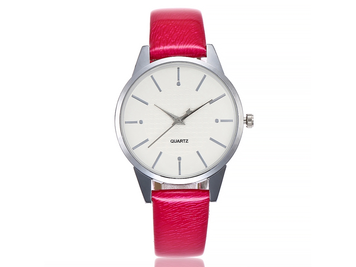 Reloj De Cuarzo De Moda Para Mujer Con Correa De Piel Sintética Y Esfera De Acero Negro.