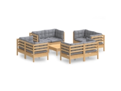Maison Exclusive - Juego De Muebles De Jardín 9 Pzas Y Cojines Madera Pino Gris