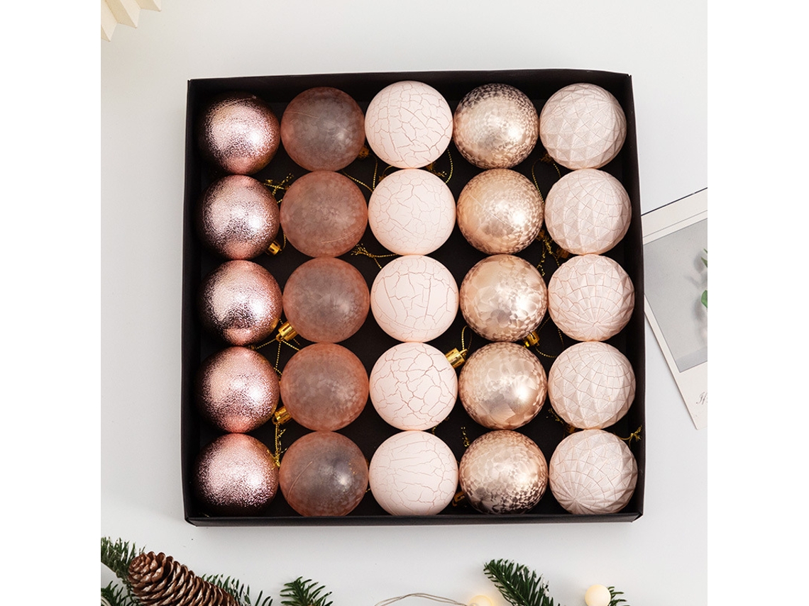 Adornos Navideños, Bolas Navideñas 6cm, Yuysan, 25 Unidades, Rosa