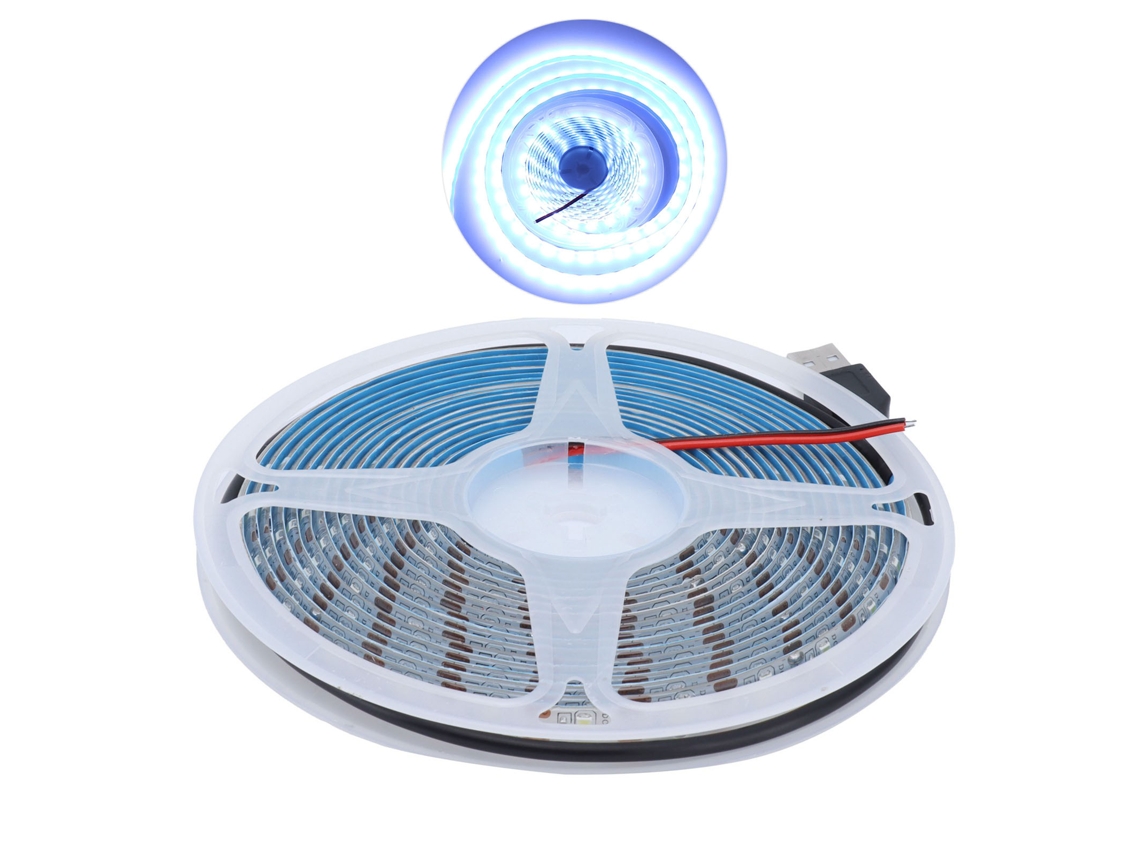 Tira de LED flexible de 5 m, modelo 2026, resistente al agua, 15 W, 5 V, USB, luz blanca pura para la decoración de interiores de centros comerciales.