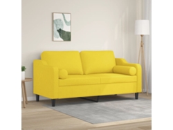 Sofá De 2 Plazas | Sofá De Salón | Sofá De Descanso Con Cojines Tela Amarillo Claro 140 Cm