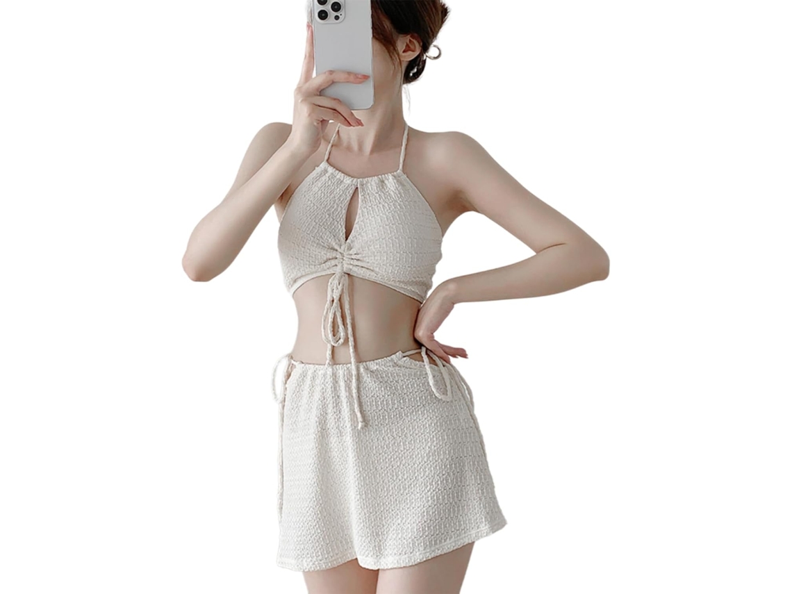 Traje De Baño De 3 Piezas Para Mujer - Conjunto Push-up Con Cordón Ajustable