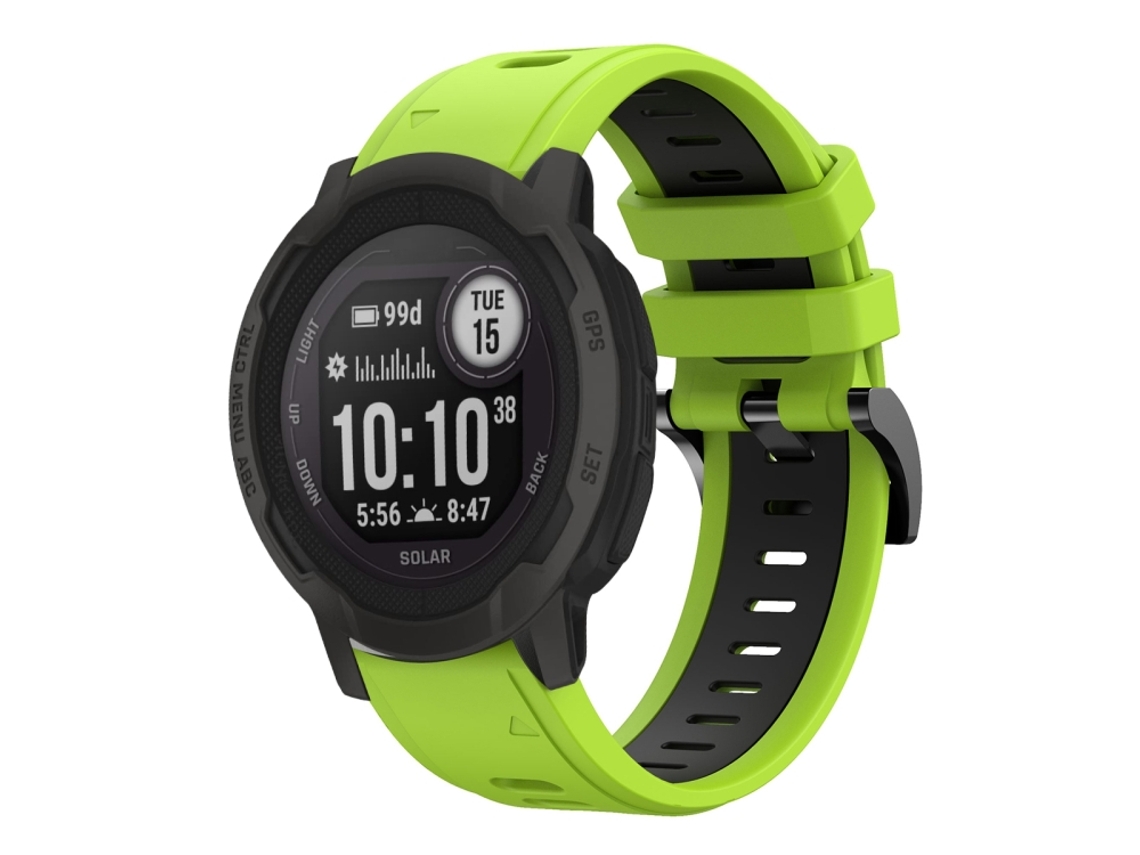 Bracelete Para Garmin Instinct 2 Solar - Silicone Esportivo - Duas Cores (22mm) Limão + Preto