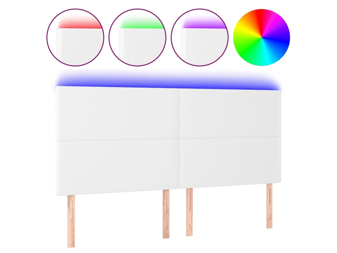 Maison Exclusive - Cabecero Con Luces Led Cuero Sintético Blanco 200x5x118/128 Cm