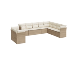 Maison Exclusive - Juego de sofás de jardín de 10 piezas con cojines de mimbre, color beige