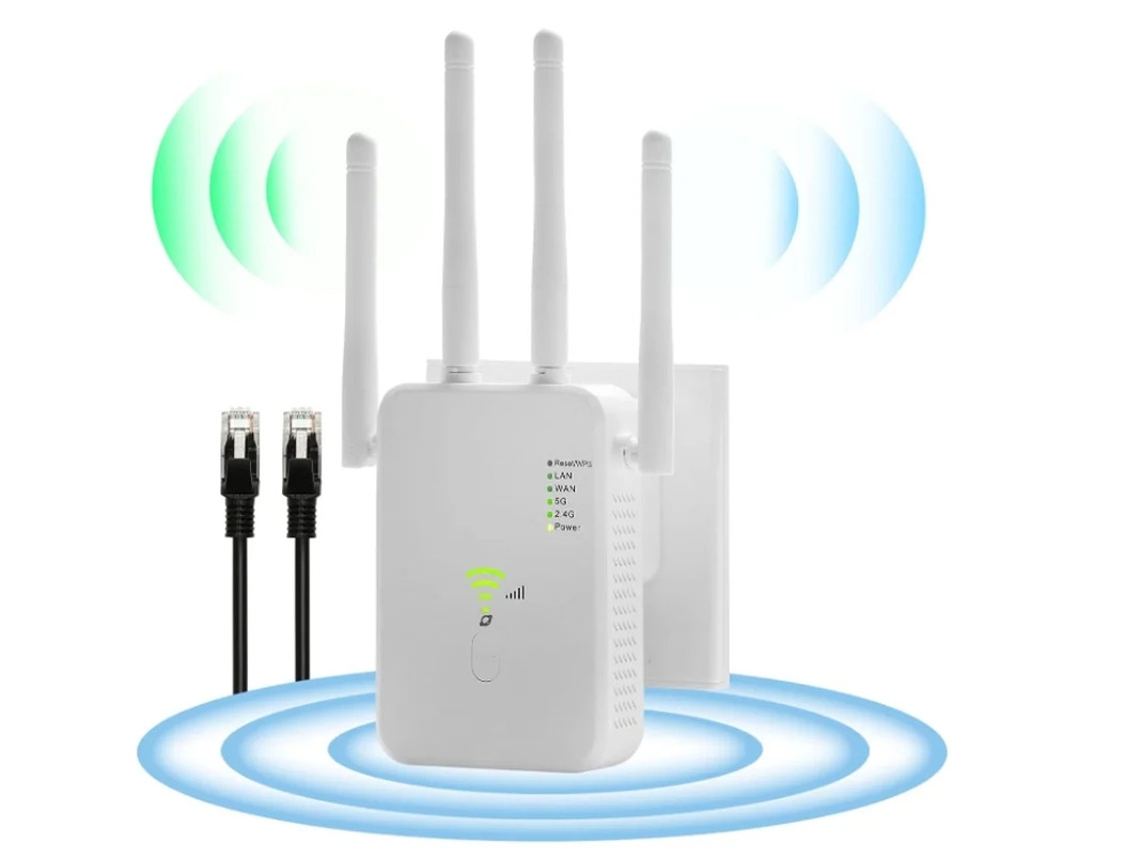 Amplificador de señal WiFi 2024, extensor de rango WiFi de 1200 Mbps, amplificador de señal inalámbrica de banda dual 2.4, 4 antenas, cobertura total de 360°, Yizhood