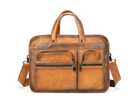 Maletín de cuero genuino vintage Bolso grande Bolso de hombro Bolso para computadora portátil Bolso de negocios para hombres-café marrón