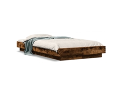 Maison Exclusive - Estructura Cama Con Luces Led Madera Roble Ahumado 75x190 Cm