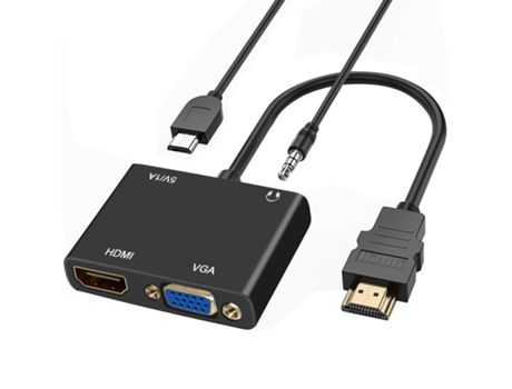 Adaptador Hdmi Vga Hembra Audio Mm AVIZAR Negro