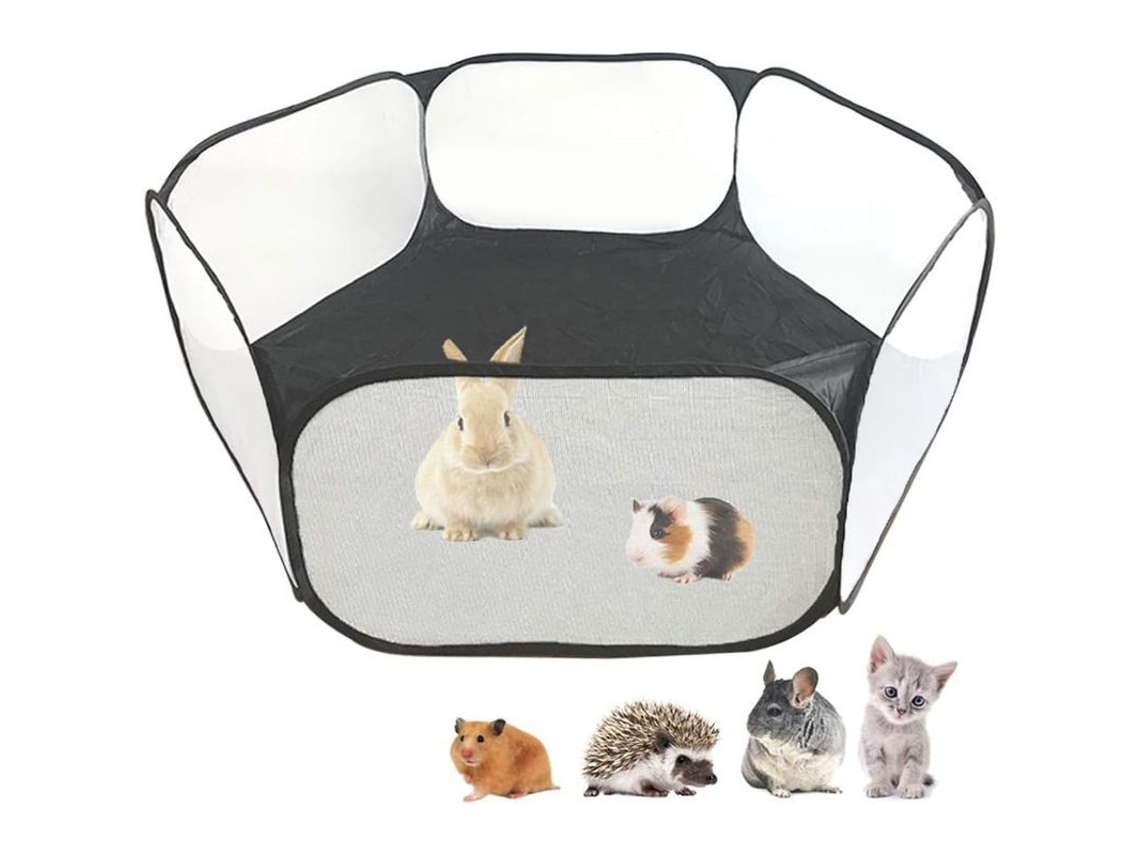 2026-corral Para Mascotas Transparente Y Transpirable Plegable Interior/exterior Para Pequeños Animales (negro)