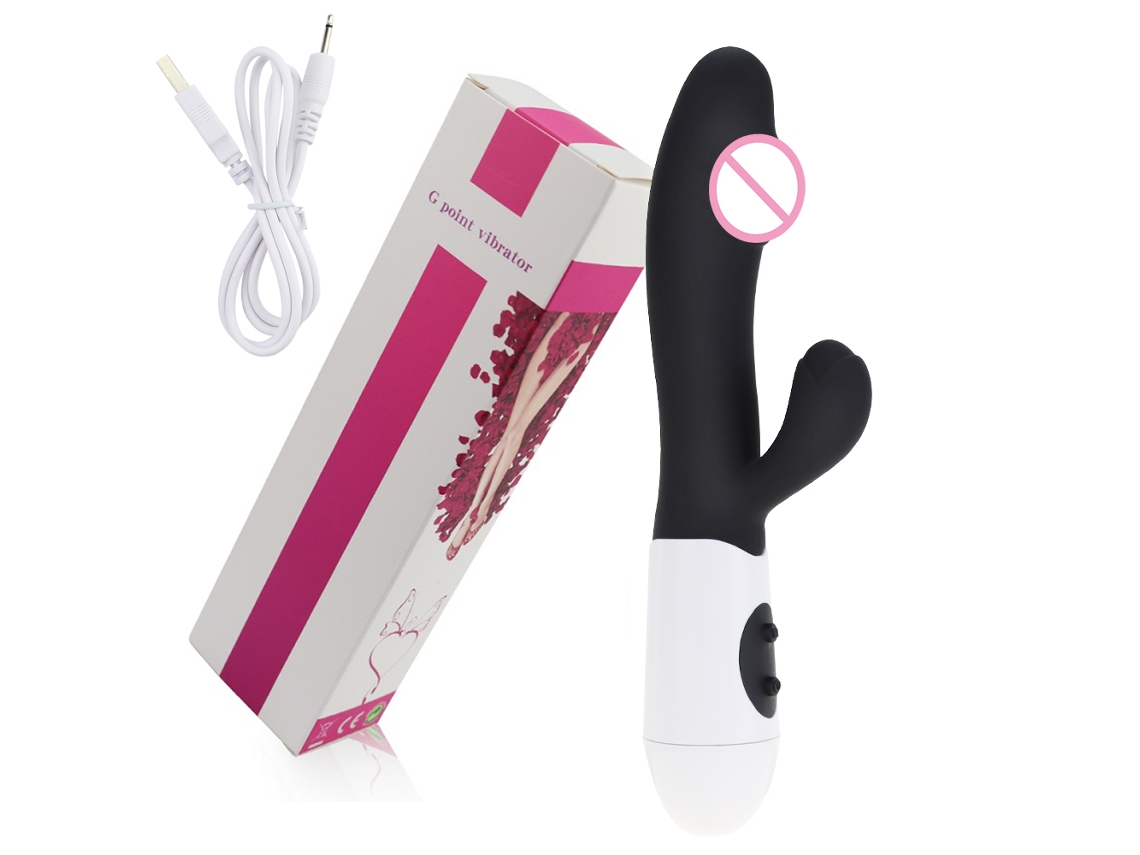 Masajeador de doble vibración MDUG, recargable, para punto G y clítoris, negro.