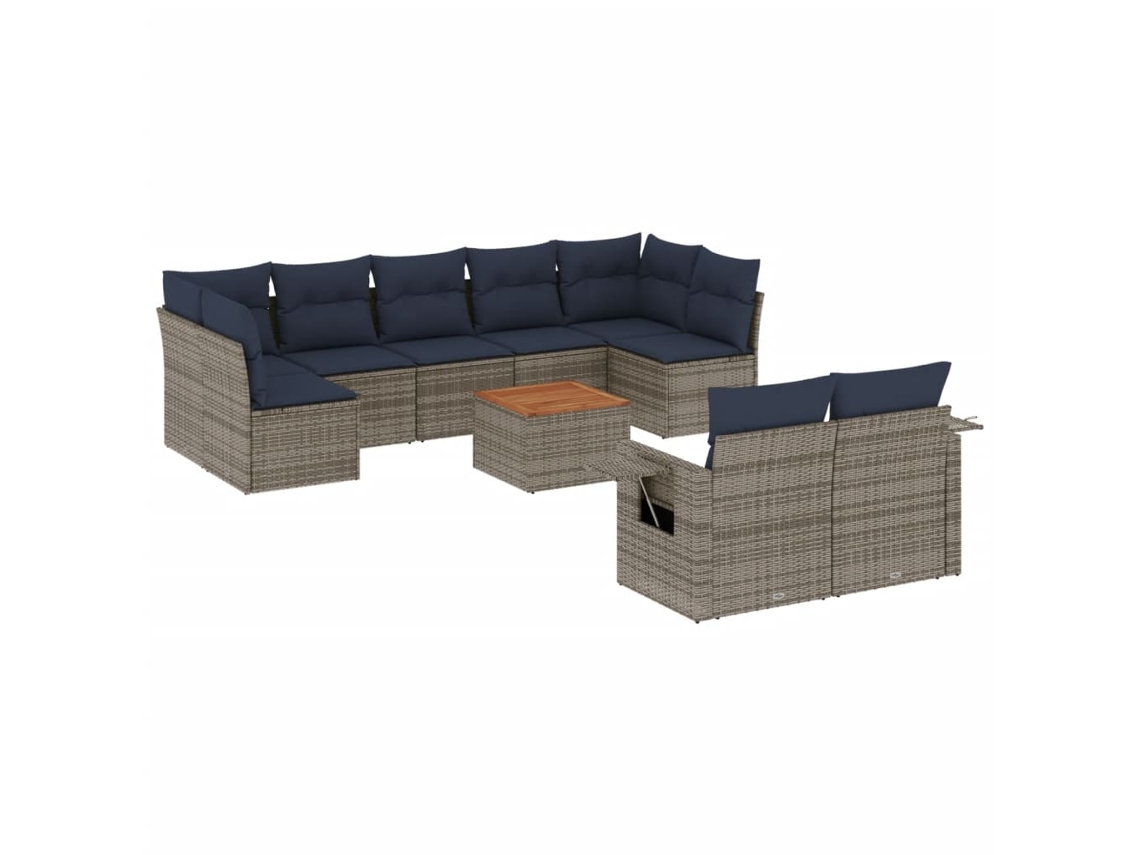 Maison Exclusive - Conjunto De Sofá De Jardín De 10 Piezas Con Cojines, Poliratán Gris