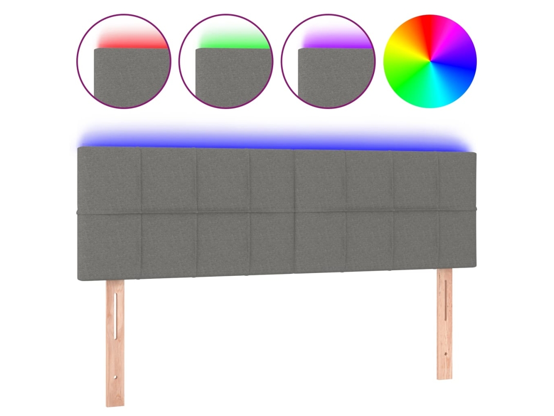 Maison Exclusive - Cabecero Con Led De Tela Gris Oscuro 144x5x78/88 Cm