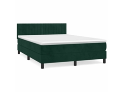 Maison Exclusive - Cama Box Spring Con Colchón Terciopelo Verde Oscuro 140x190 Cm