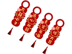Juego de 4 adornos colgantes de papel rojo para puertas, ligeros, fáciles de instalar, ideales para fiestas, bodas, temática china, GOKOCO