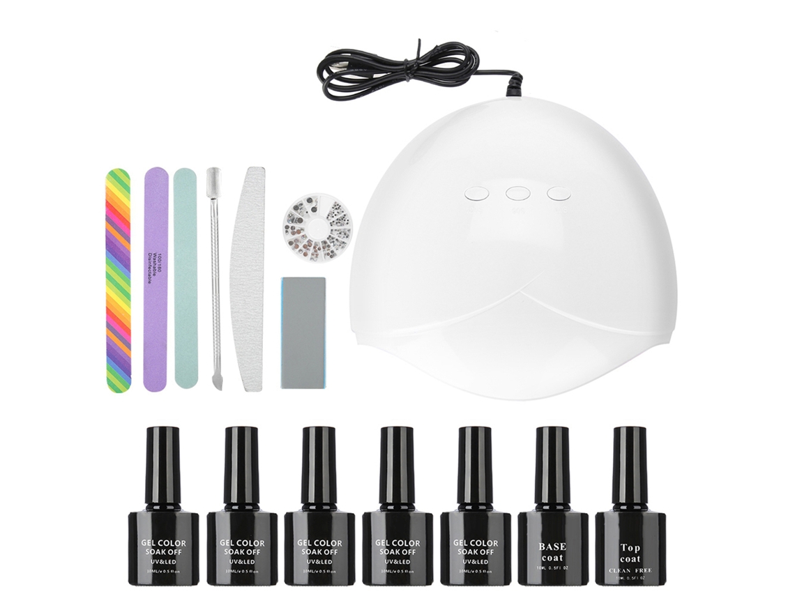 Set De Uñas De Gel Uv Led Con Secador 36w Luz De Secado Topbase Manicura Verde