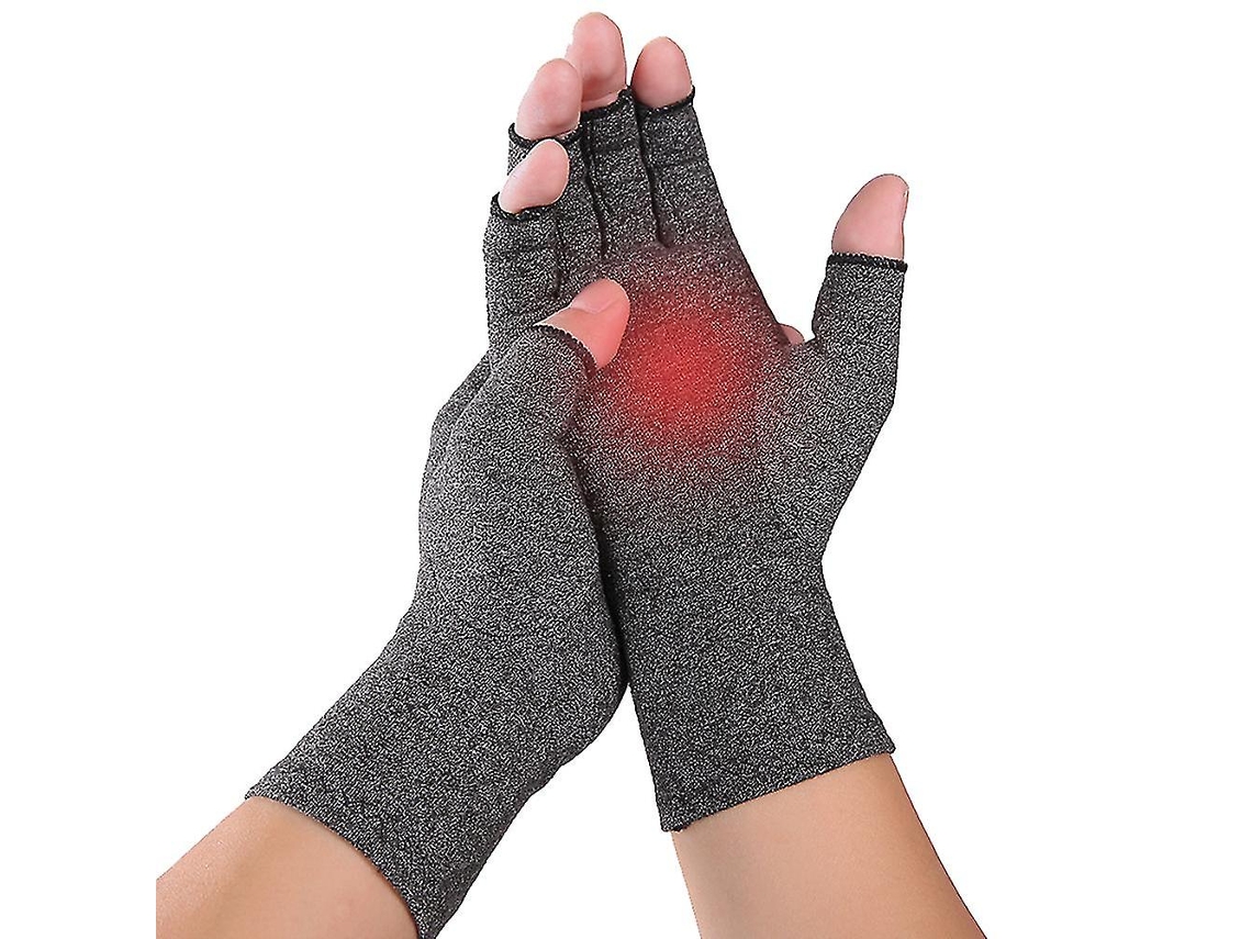 Rebe-guantes De Compresión Sin Dedos Para Artritis Hombres Y Mujeres, Canal Carpiano, 1 Par Gris M