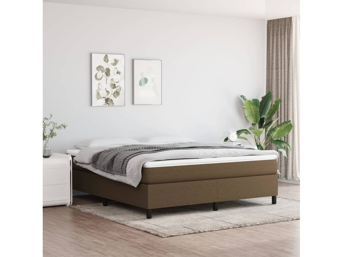 Cama Sin Colchón De Tela Marrón Oscuro 180x200 Cm