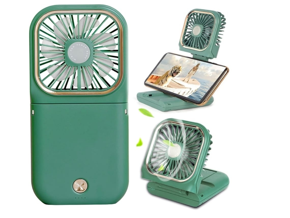 Mini ventilador portátil con 3 velocidades, color verde Gusshious