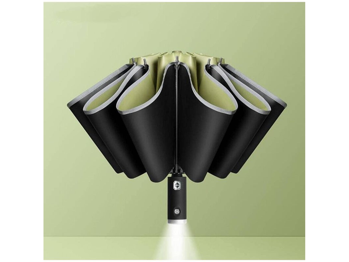 Paraguas Plegable Triple Invertido Con Apertura/cierre Automático, Borde Reflectante Y Linterna Led.