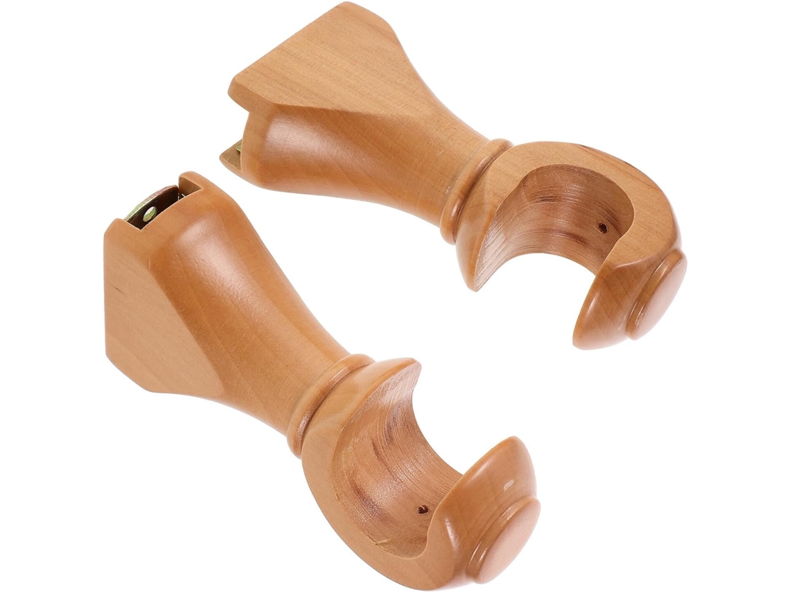 Soportes Para Barra De Cortina De Madera Maciza Natural, Juego De 2 Soportes Dobles, Base De 28 Mm