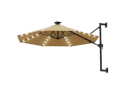 Parasol - Toldo de jardín de pared con luz LED, 300 cm, marrón grisáceo HARLANV1