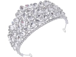Tiara De Diamantes De Imitación Plateados Nuobesty Con Montura De Aleación Para Novias, Ideal Para Fiestas Y Bodas.