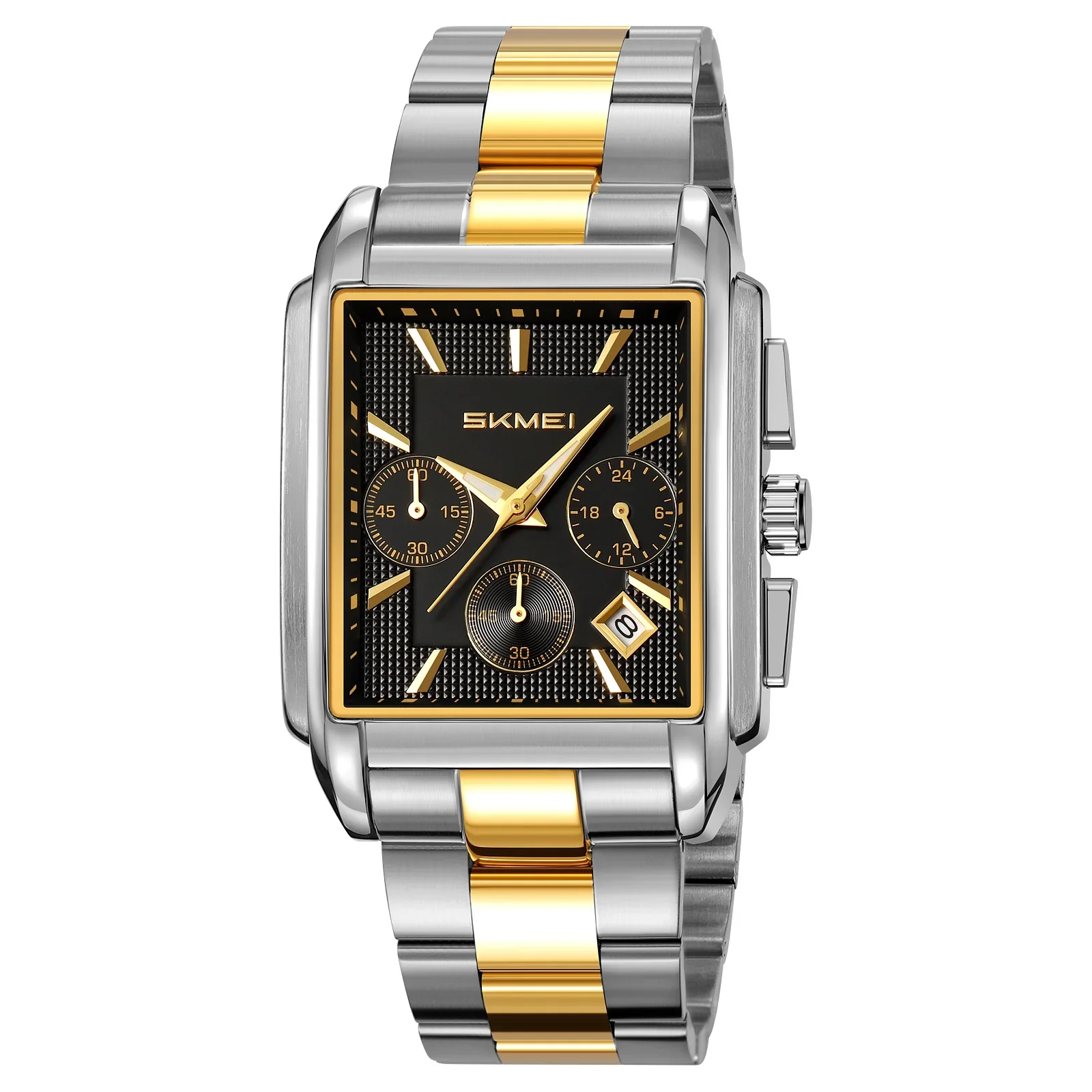 Reloj De Pulsera Cuadrado De Negocios Para Hombre, Resistente Al Agua, Con Indicador De Fecha Y Cronómetro.