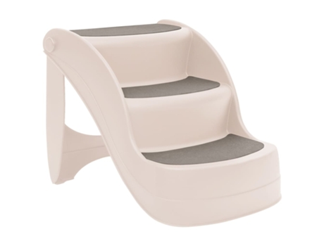 vidaXL Escalera perros plegable 3 peldaños plástico crema 50x38x38cm