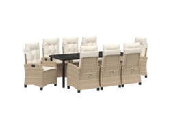 Maison Exclusive - Conjunto De Comedor De Jardín 9 Pcs Beige Ratán Sintético