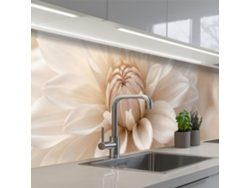 Paneles para salpicadero de cocina con diseño floral de dalia, color blanco, 400x80 cm.