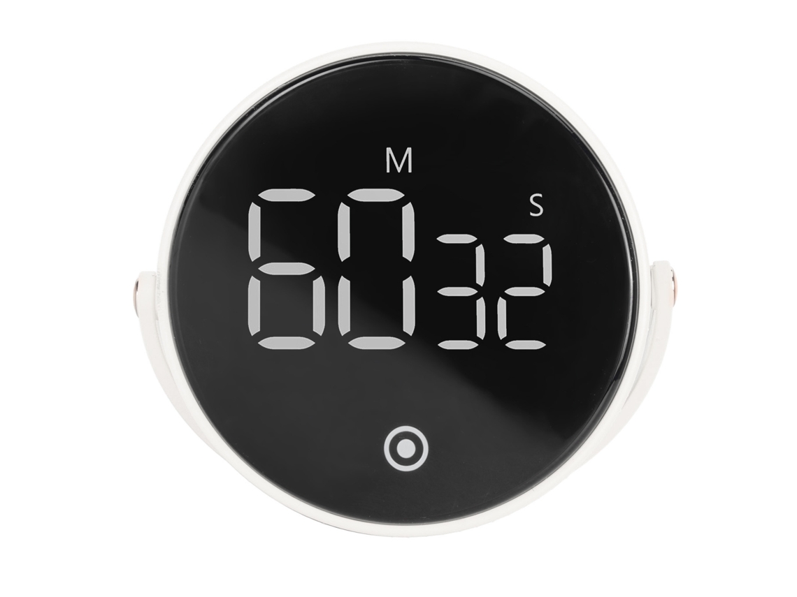Timer Digital de Cozinha com Display LCD, Rotativo, Baixo Ruído, Botões de Silicone