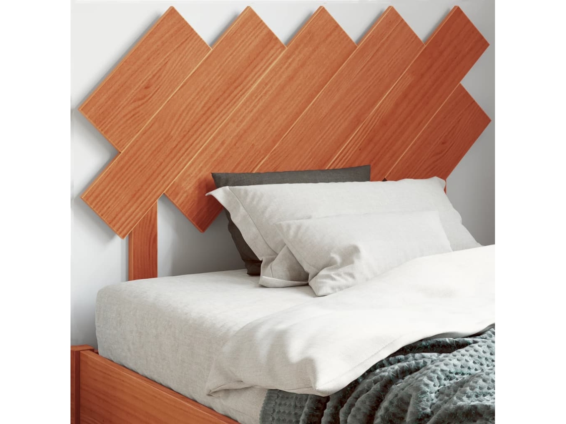 Cabecero De Cama Madera Maciza De Pino Marrón Cera 100 Cm