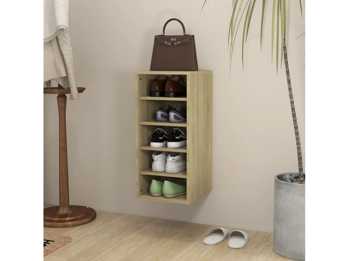 Zapatero | Zapatero de madera de roble Sonoma Wsd560433 Lovely Home