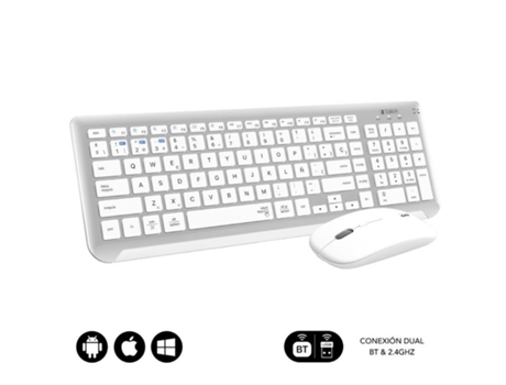 Teclado Y Ratón Inalámbrico SUBBLIM Combo Dual Prestige Extendido/ Blanco Y Plata