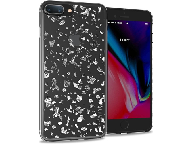 Funda iPhone 6 Plus, 6s Plus, 7 Plus, 8 Plus I-PAINT Glitter Plateado