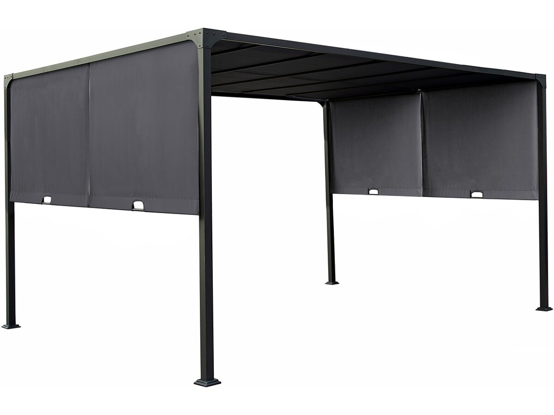 Pérgola Con Techo Metálico Retráctil "courtenay" - 3 X 4 M - Gris
