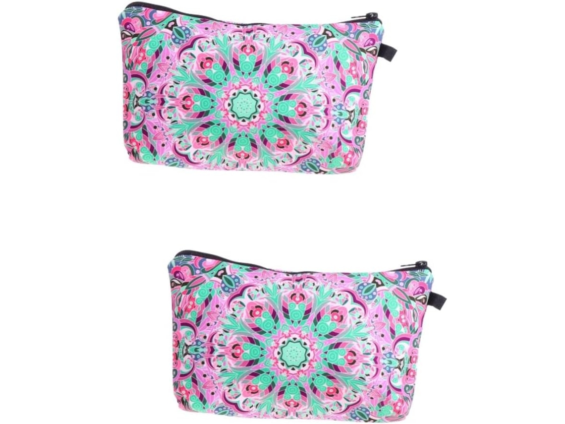 Neceser De Viaje De 2 Piezas Con Cremallera Y Estampado, Práctico Organizador De Viaje.