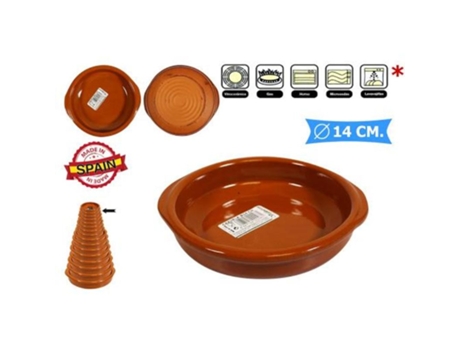 Cazuela barro redonda asas 14 cm