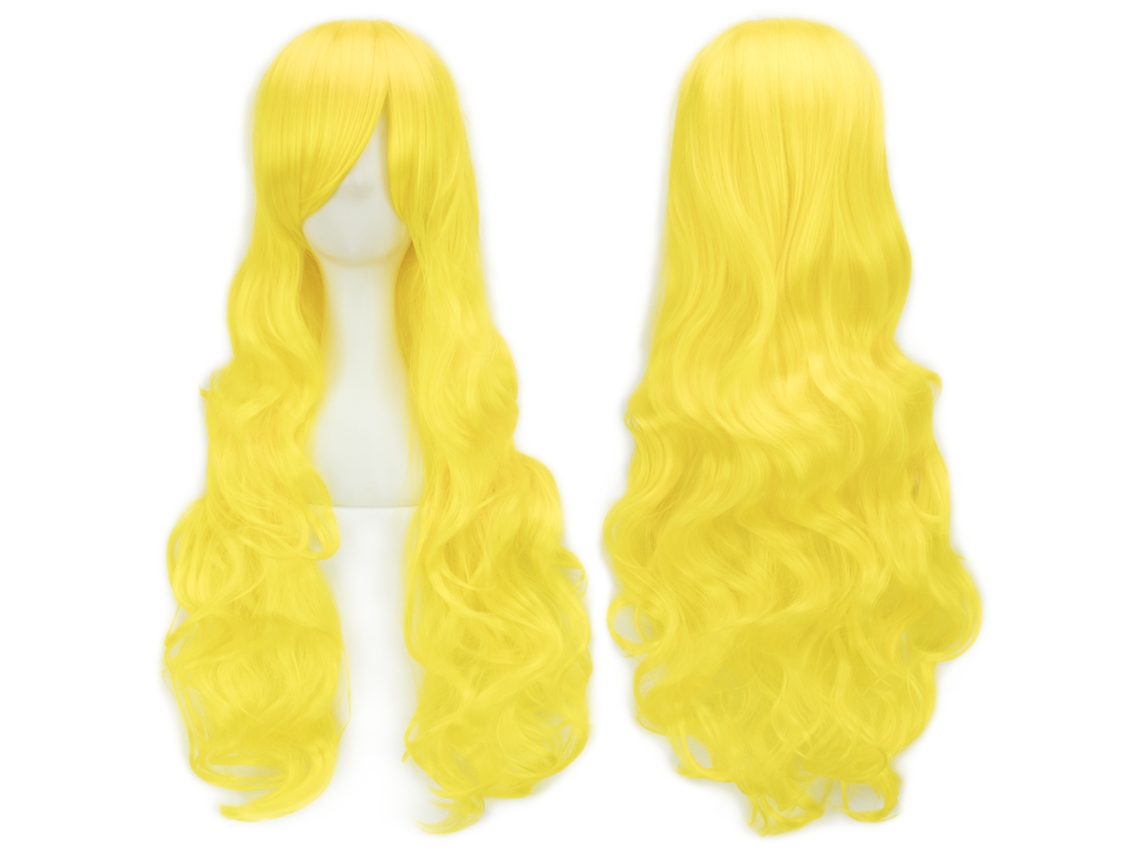 Peluca larga y rizada para cosplay de personajes de anime, 80cm (amarilla) Gertiz