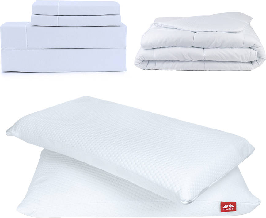 Conjunto de Sábanas, Edredón y Almohadas MORFEO Blanco (Algodón - 140X190 cm)