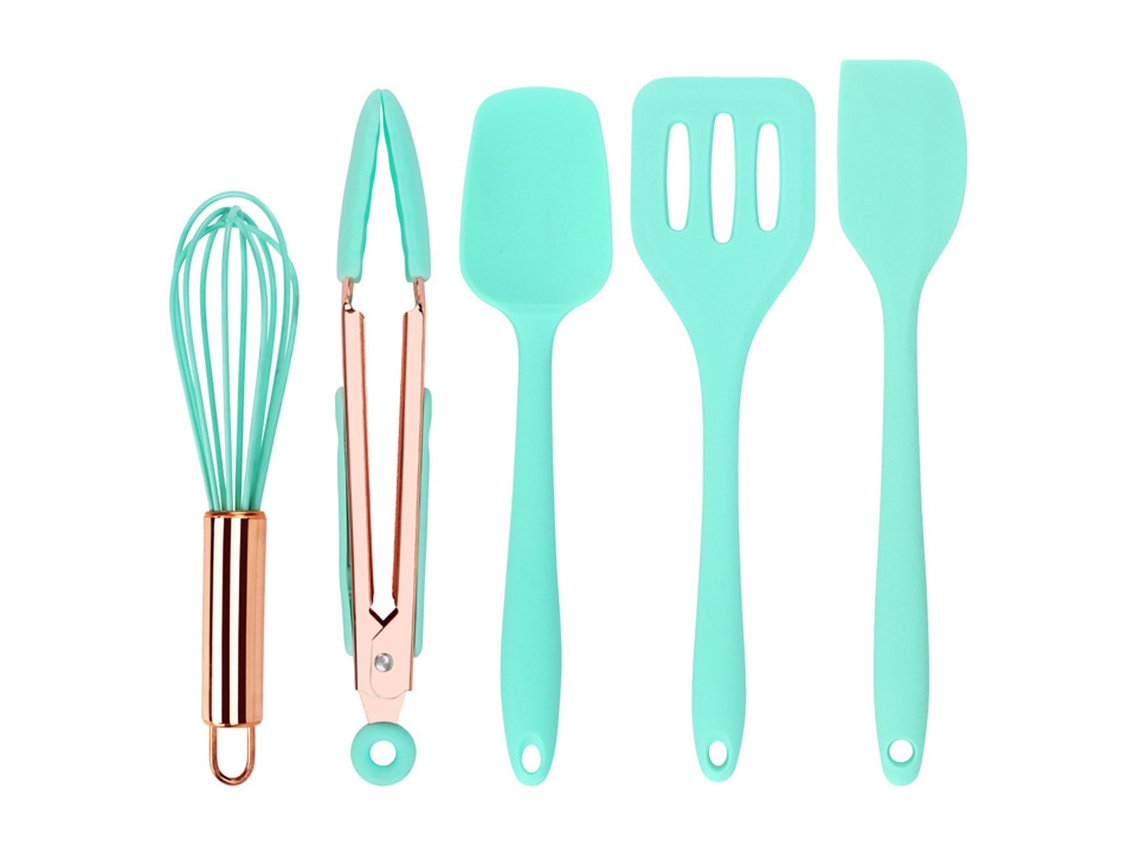 Juego de utensilios de cocina de silicona Fresh Green, minijuego de 5 piezas JEIIBRZUI